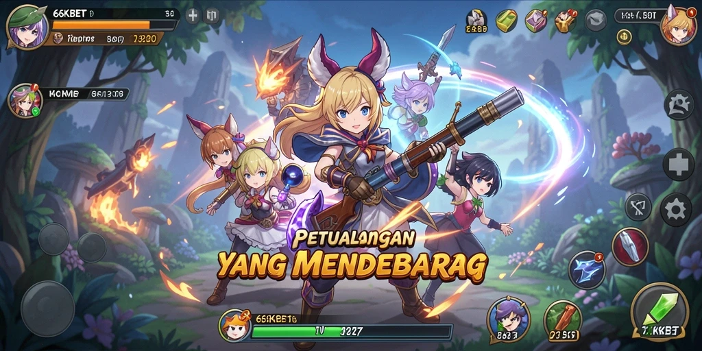 Tampilan utama gameplay 66KBET yang mendebarkan dan penuh aksi anime.