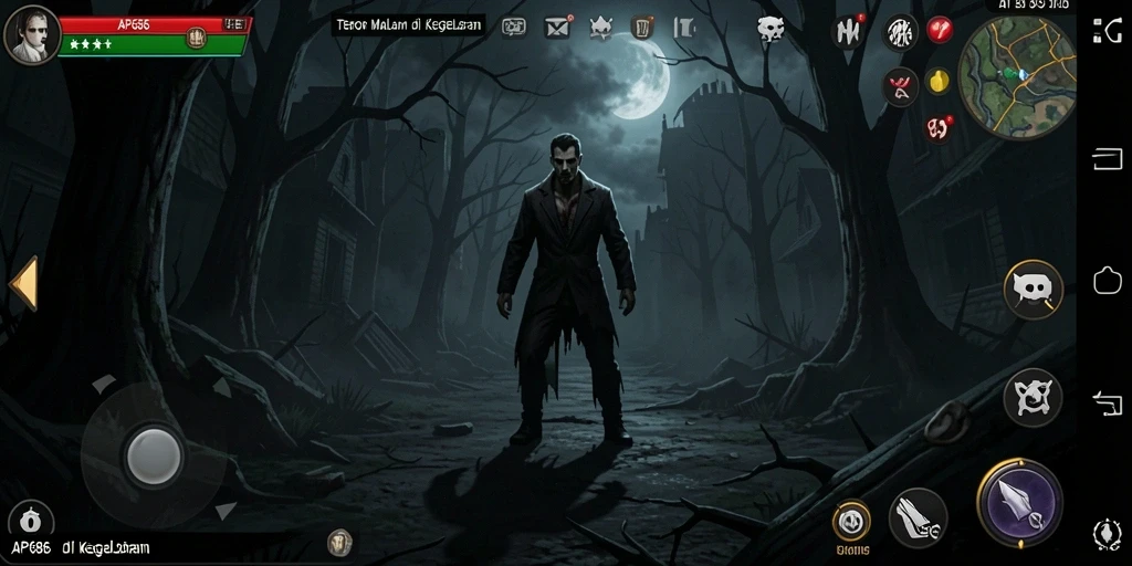 Tangkapan layar gameplay AP686 menampilkan suasana kelam dan mencekam.