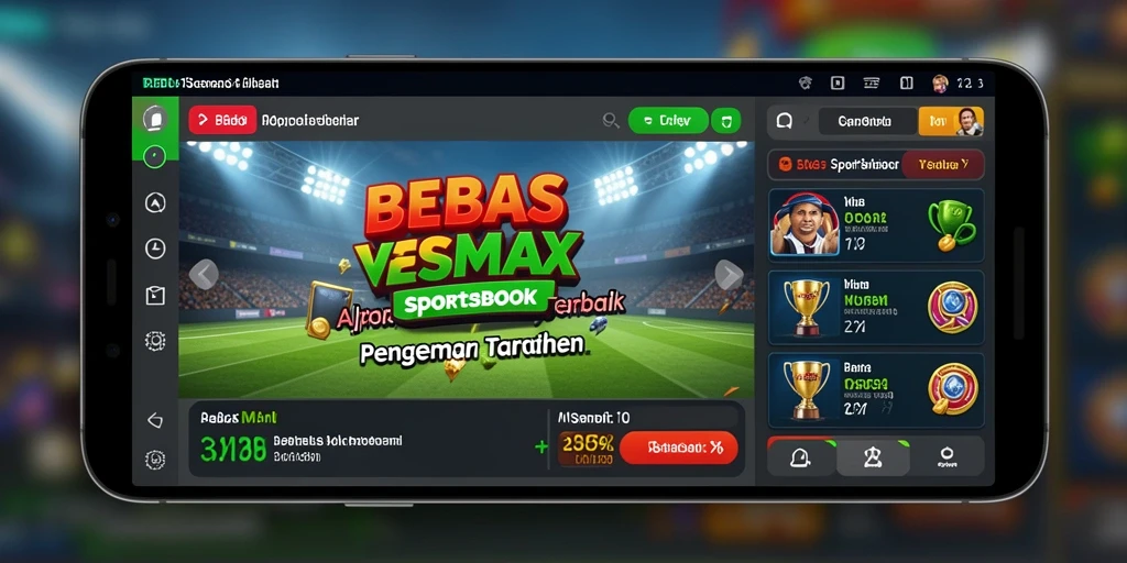 Screenshot utama BEBASMAX menunjukkan penggunaan antarmuka aplikasi Sportsbook yang menarik dan interaktif.