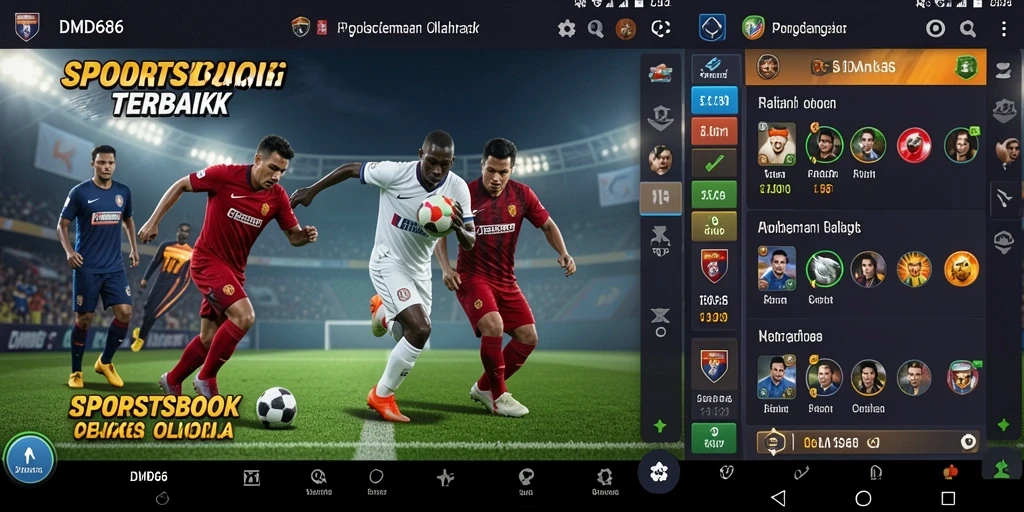 Screenshot DMD686 menunjukkan antarmuka taruhan olahraga yang menarik.