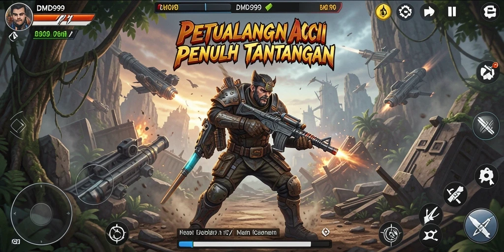 Tampilan aksi menegangkan dalam DMD999 di layar ponsel.