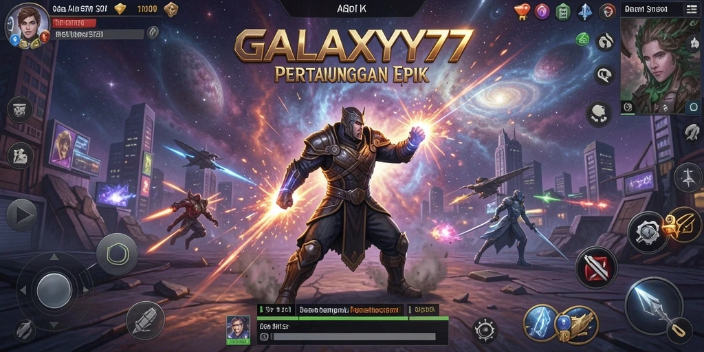 Tangkapan layar menampilkan aksi seru dalam GALAXY77.
