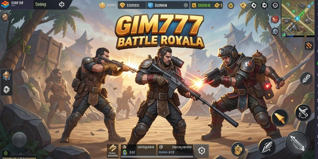 Screenshot GIM777 menampilkan aksi seru dalam arena Battle Royale.