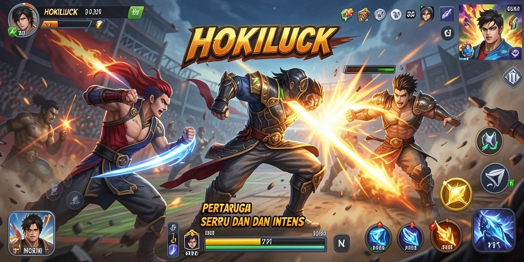 Tampilan gameplay HOKILUCK yang intens dan penuh aksi.
