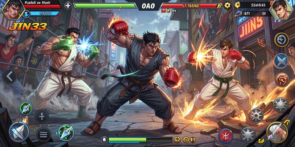 Tampilan pertarungan seru dalam gameplay JIN33 yang penuh aksi.