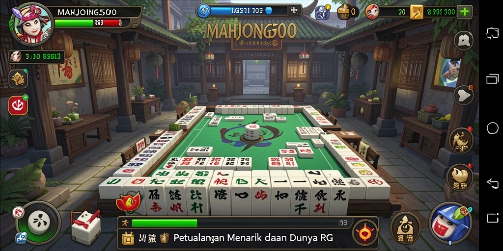 Tampilan gameplay <strong>MAHJONG500</strong> yang memukau dengan aksi petualangan RPG.