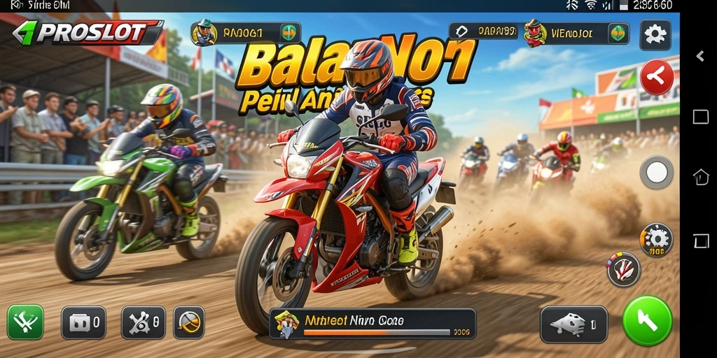 Gameplay seru dalam balapan motor yang intens.