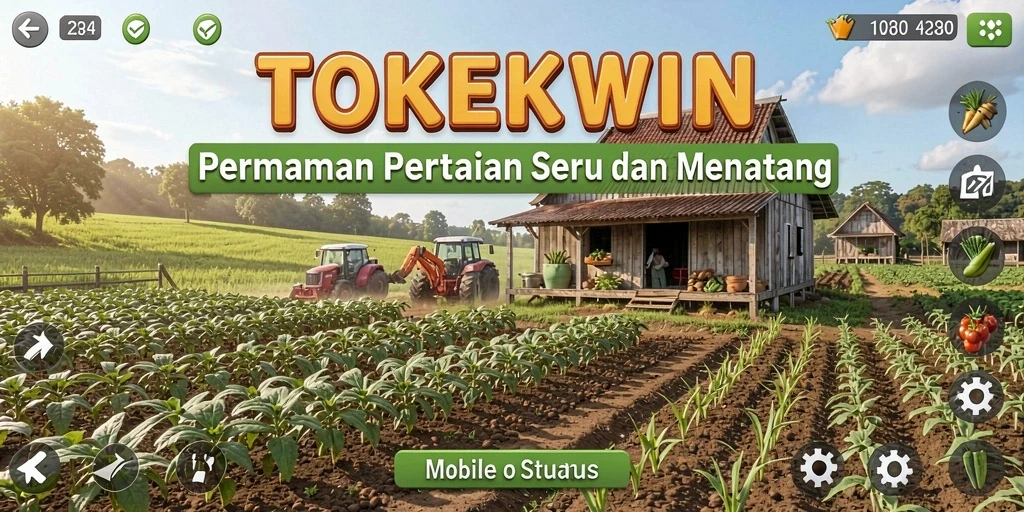 Screenshot gameplay TOKEKWIN menampilkan aktivitas bertani yang seru.