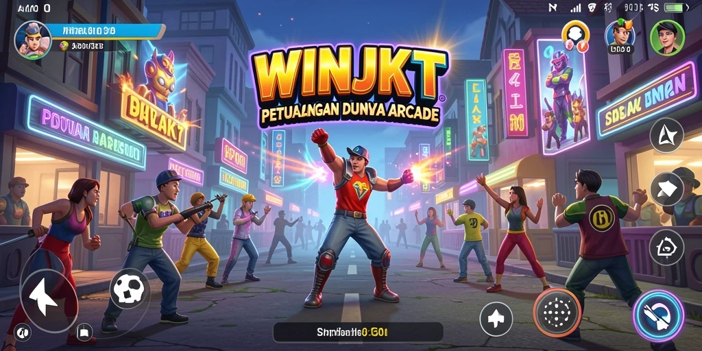 Tampilan gameplay seru WINJKT di dalam dunia arcade.
